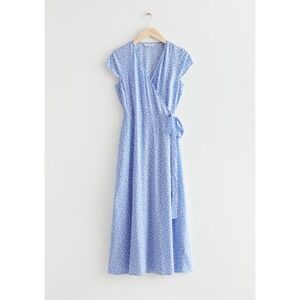 & Other Stories Blue Floral Wrap Dress 4